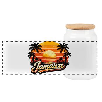 Coucher de soleil jamaïcain - Boîte à biscuits avec couvercle en bois - blanc - Devant