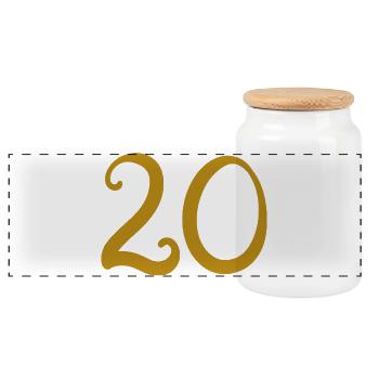 20 - Panoramic Cookie Jar with Wooden Lid - white - Front
