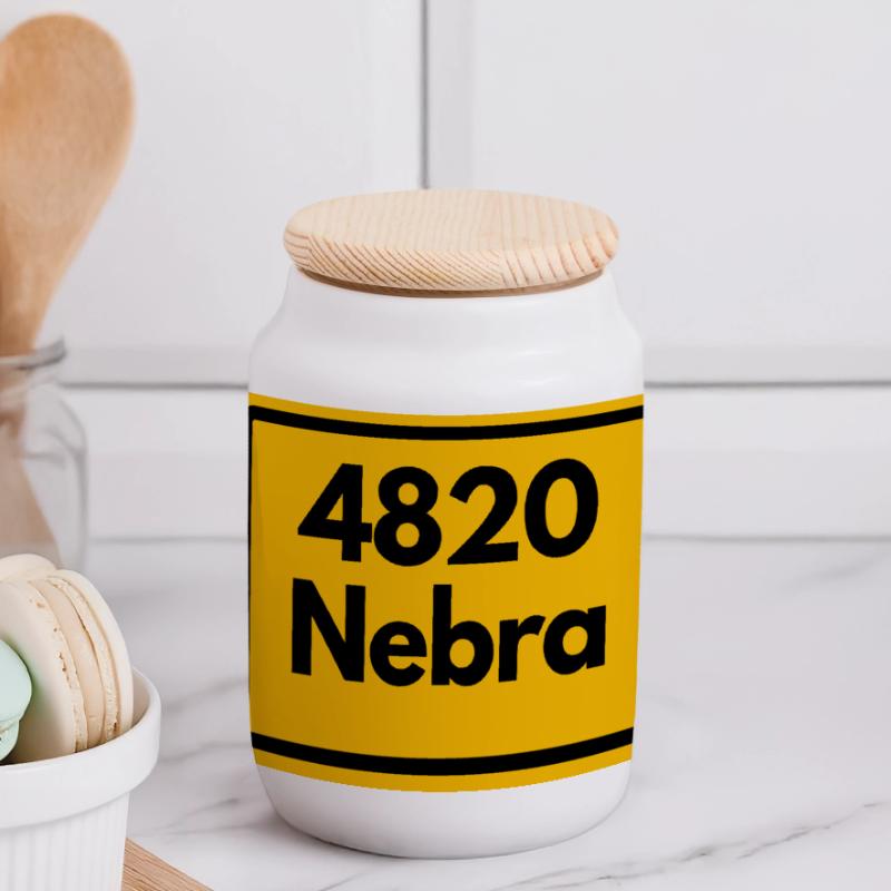 OLD POSTCODE POSTCODE 4820 NEBRA HEIMATSTOLZ Panoramic Cookie Jar with Wooden Lid