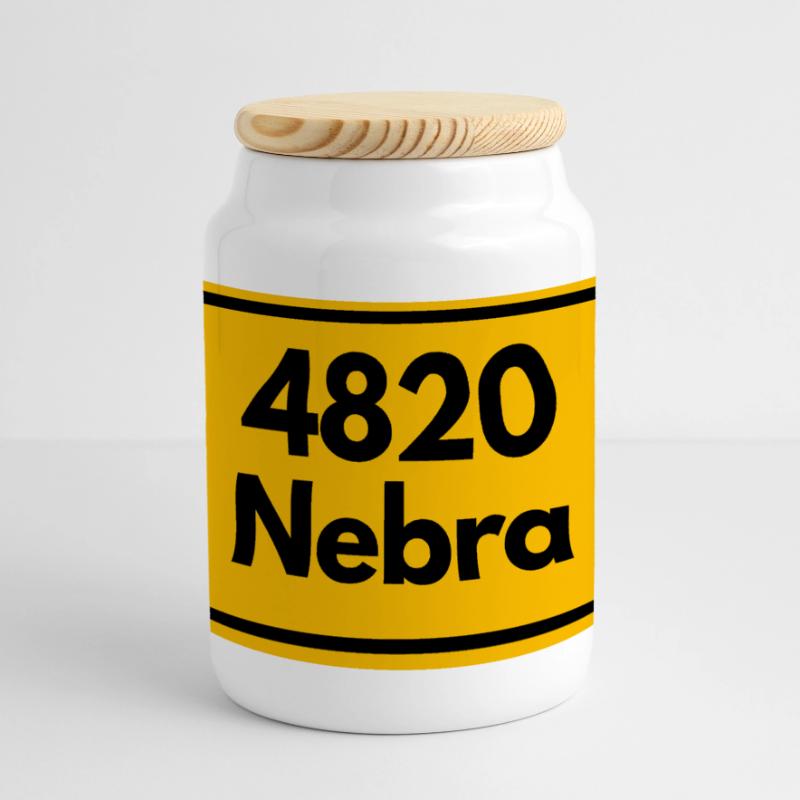 OLD POSTCODE POSTCODE 4820 NEBRA HEIMATSTOLZ Panoramic Cookie Jar with Wooden Lid