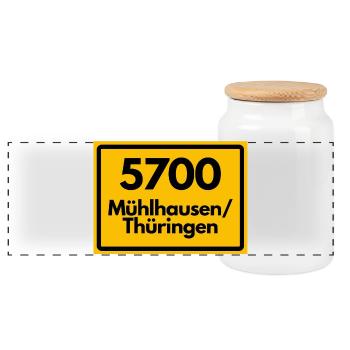 ANCIEN CODI POSTAL 5700 MÜHLHAUSEN THURINGIA - Boîte à biscuits avec couvercle en bois - blanc - Devant