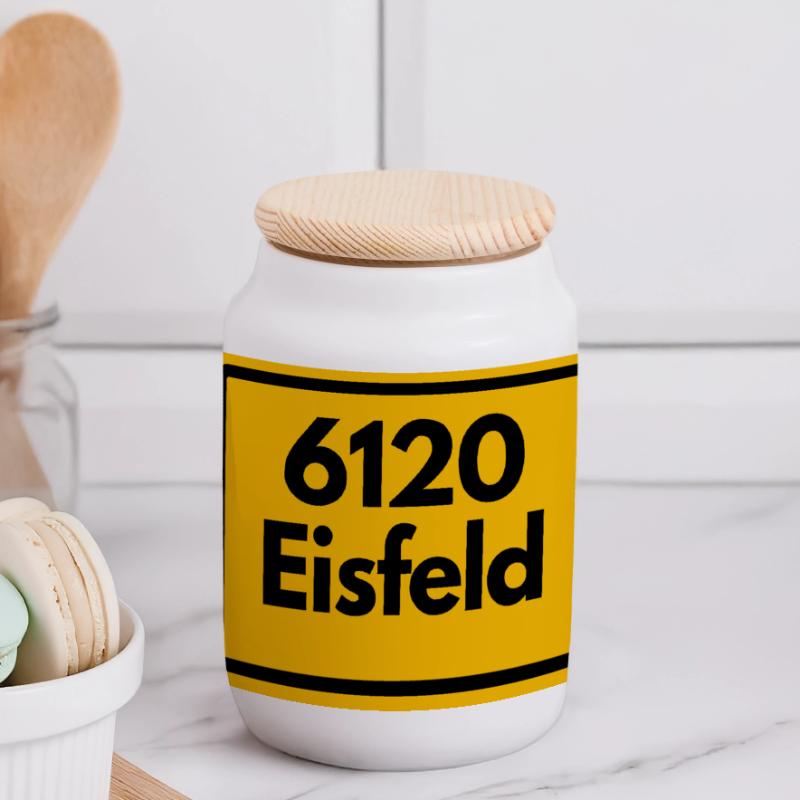 Ancien code postal 6120 Eisfeld | RDA Boîte à biscuits avec couvercle en bois
