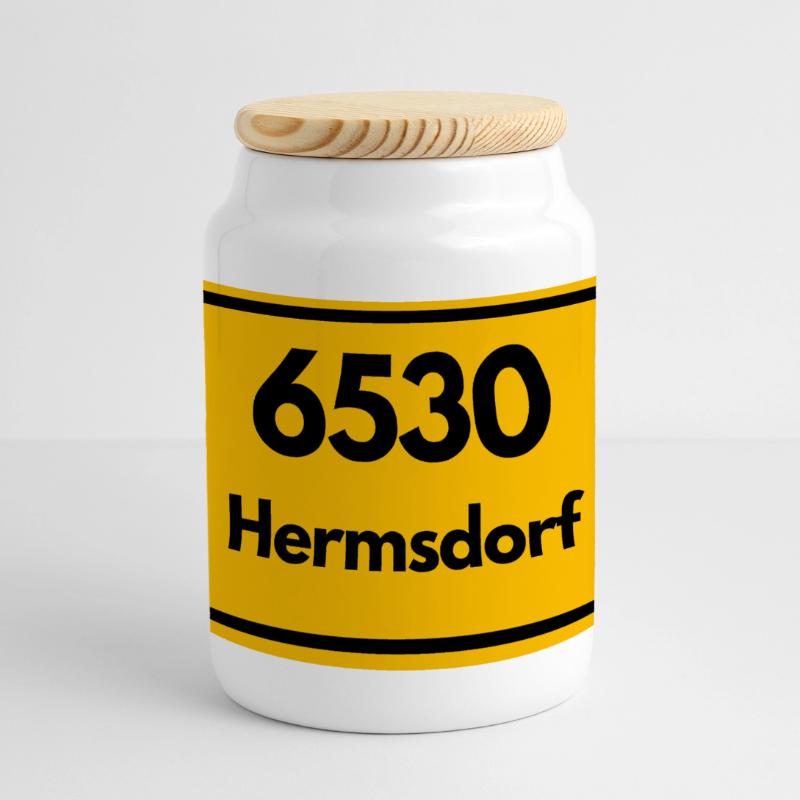 Ancien code postal 6530 Hermsdorf, Thuringe, code postal Boîte à biscuits avec couvercle en bois