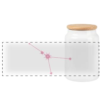 Cancer Star Constellation Zodiac Sign Pastel Pink - Panoramic Cookie Jar with Wooden Lid - white - Front