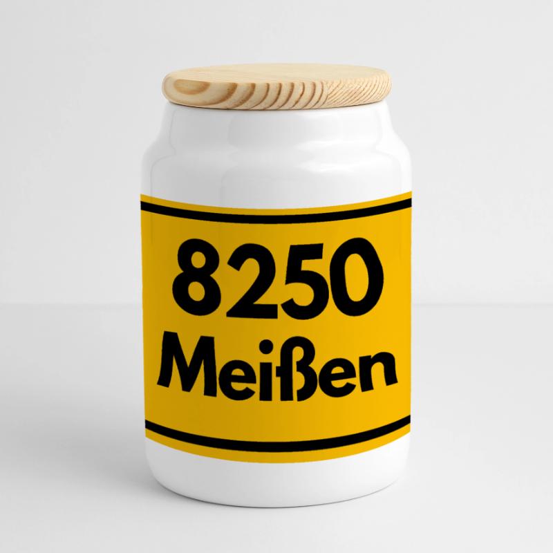 8250 SAXONY 01662 MEISSEN OLD POSTCODE ZIP CODE Panoramic Cookie Jar with Wooden Lid