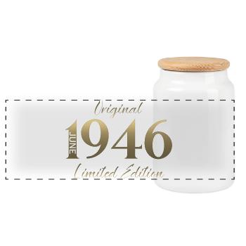 Cadeau du 80e anniversaire Millésime juin 1946 - Boîte à biscuits avec couvercle en bois - blanc - Devant