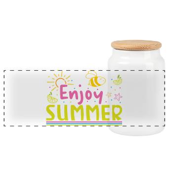 Enjoy the summer - Panorama Keksdose mit Holzdeckel - Weiß - Vorne