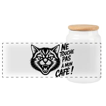 Ne touche pas à mon café ! - Boîte à biscuits avec couvercle en bois - blanc - Devant