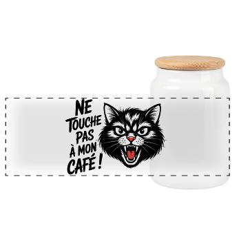 Ne touche pas à mon café ! - Boîte à biscuits avec couvercle en bois - blanc - Devant