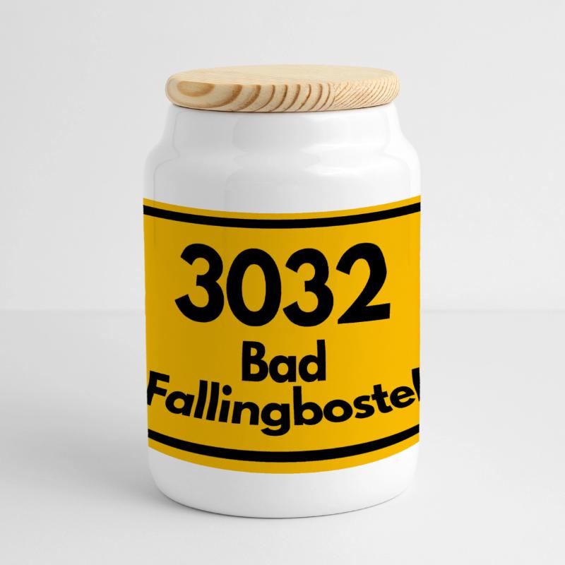 OLD POSTCODE 3032 ZIP 29683 BAD FALLINGBOSTEL Panoramic Cookie Jar with Wooden Lid