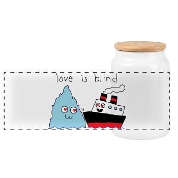 L’amour est aveugle - Boîte à biscuits avec couvercle en bois - blanc - Devant
