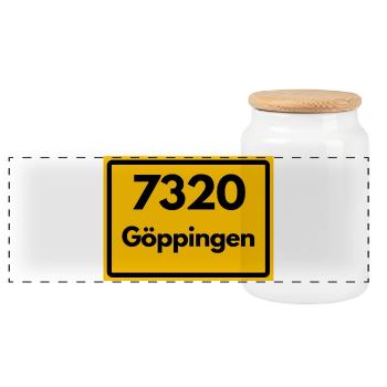 ALTE POSTLEITZAHL 7320 PLZ 73033 GÖPPINGEN BAWÜ BW - Panorama Keksdose mit Holzdeckel - Weiß - Vorne