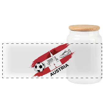 Autriche Football Maillot Supporter Austria Foot - Boîte à biscuits avec couvercle en bois - blanc - Devant