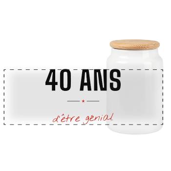 40 Ans d'être génial - Boîte à biscuits avec couvercle en bois - blanc - Devant