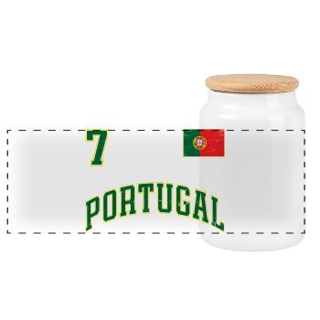Portugal Football PORTUGAL Text Jersey Design - Panoramic Cookie Jar with Wooden Lid - white - Front