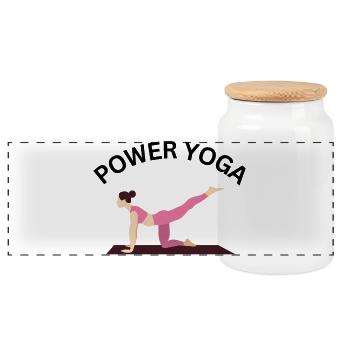 Power Yoga Balance - Panoramic Cookie Jar with Wooden Lid - white - Front