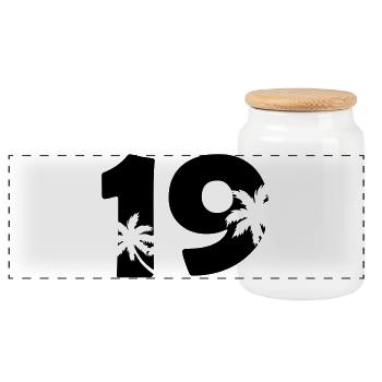 19_palmen - Panoramic Cookie Jar with Wooden Lid - white - Front