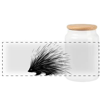porc-épic - Boîte à biscuits avec couvercle en bois - blanc - Devant