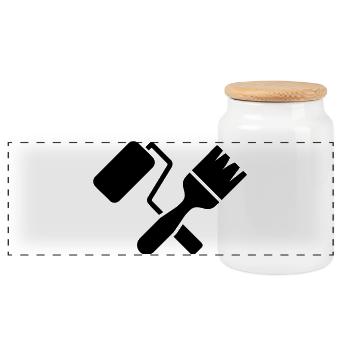 Motif de rouleau à peinture au pinceau peintre - Boîte à biscuits avec couvercle en bois - blanc - Devant