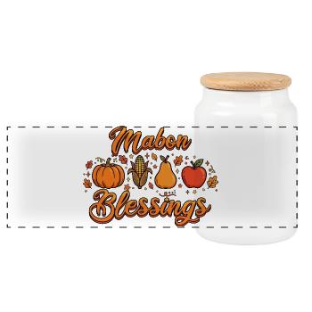 Mabon-Segnung Heidnische Herbst-Tagundnachtgleiche Herbst-Tagundnachtgleiche - Panorama Keksdose mit Holzdeckel - Weiß - Vorne