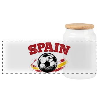 Spain Football Merch - Panoramic Cookie Jar with Wooden Lid - white - Front
