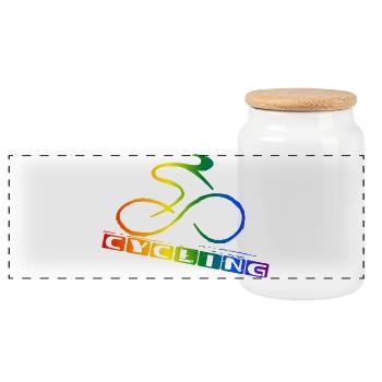 Lettrage arc-en-ciel cyclable - Boîte à biscuits avec couvercle en bois - blanc - Devant
