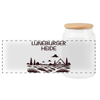 Lüneburger Heide - Panorama Keksdose mit Holzdeckel - Weiß - Vorne