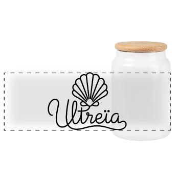 Ultreïa Coquille Saint-Jacques, Chemin Compostelle - Boîte à biscuits avec couvercle en bois - blanc - Devant