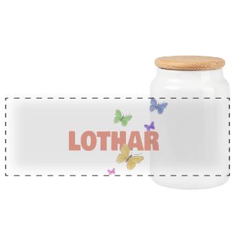 First name Lothar - Panoramic Cookie Jar with Wooden Lid - white - Front