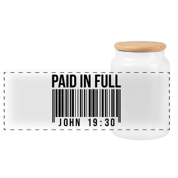Payé en totalité - Jean 19:30 - Streetwear à codes-barres - Boîte à biscuits avec couvercle en bois - blanc - Devant