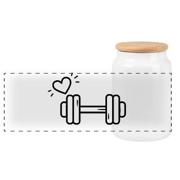 T-shirt Haltère Cœur Passion Fitness - Boîte à biscuits avec couvercle en bois - blanc - Devant