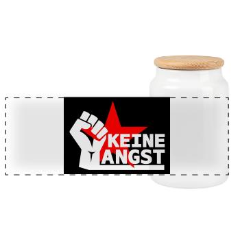 Widerstand - Keine Angst - Panorama Keksdose mit Holzdeckel - Weiß - Vorne