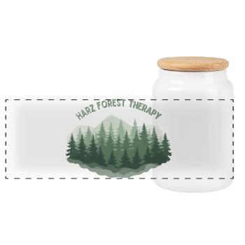 Harz Forest Therapy | Vintage Nature - Panoramic Cookie Jar with Wooden Lid - white - Front