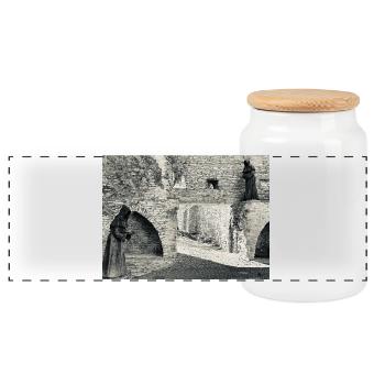 Monastery Shadows on the Stone - Panoramic Cookie Jar with Wooden Lid - white - Front