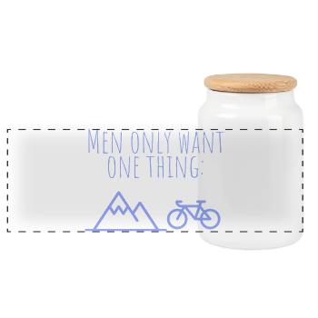 Only one thing: mountains and bike - Panoramic Cookie Jar with Wooden Lid - white - Front