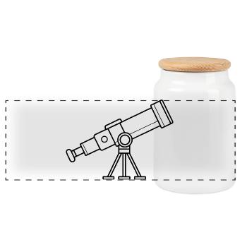 Telescope - Panoramic Cookie Jar with Wooden Lid - white - Front