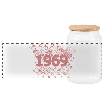 rétro 1969 - Boîte à biscuits avec couvercle en bois - blanc - Devant