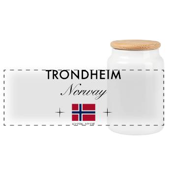 Coordonnées de Trondheim Souvenir de voyage - Boîte à biscuits avec couvercle en bois - blanc - Devant