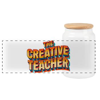 Kreative Lehrerin Teacher Bunt Geschenk - Panorama Keksdose mit Holzdeckel - Weiß - Vorne