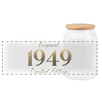 Don du 77e anniversaire Original août 1949 - Boîte à biscuits avec couvercle en bois - blanc - Devant
