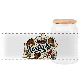 Vintage-Kentucky Bluegrass-Bourbon-Aufkleber - Panorama Keksdose mit Holzdeckel - Weiß - Vorne