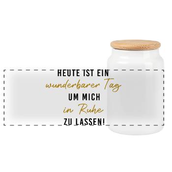 Wunderbarerer Tag, um mich in Ruhe zu lassen! - Panorama Keksdose mit Holzdeckel - Weiß - Vorne