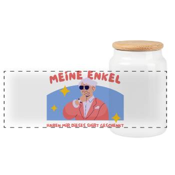 Enkelgeschenk Shirt Humor - Panorama Keksdose mit Holzdeckel - Weiß - Vorne