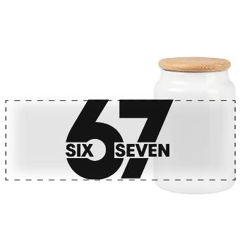 67 Six Seven – Minimal Streetwear Design - Panorama Keksdose mit Holzdeckel - Weiß - Vorne