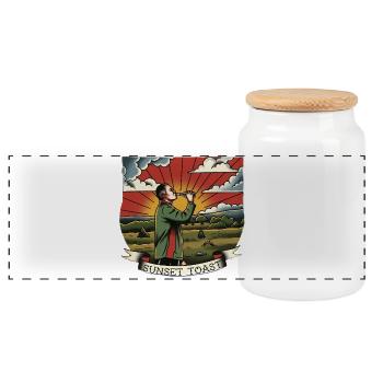 Sonnenuntergangs-Toast - Panorama Keksdose mit Holzdeckel - Weiß - Vorne
