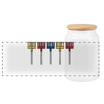 Data Center Design Garden Tools Rake Ladder - Panoramic Cookie Jar with Wooden Lid - white - Front