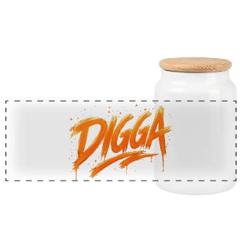 DIGGA – Déclaration de graffiti urbain - Boîte à biscuits avec couvercle en bois - blanc - Devant