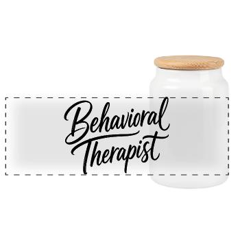 Behavioural therapist, school behaviour technician - Panoramic Cookie Jar with Wooden Lid - white - Front