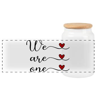We are one Unity Team Design - Panoramic Cookie Jar with Wooden Lid - white - Front