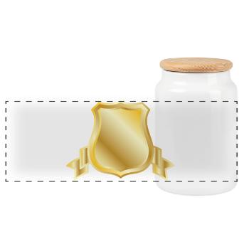 Golden Shield Crest Blank Emblem Luxury Heraldic B - Panoramic Cookie Jar with Wooden Lid - white - Front